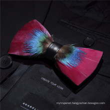 Factory Outlet 100% Hand-Made Natural Feather+PU Men′s Necktie New